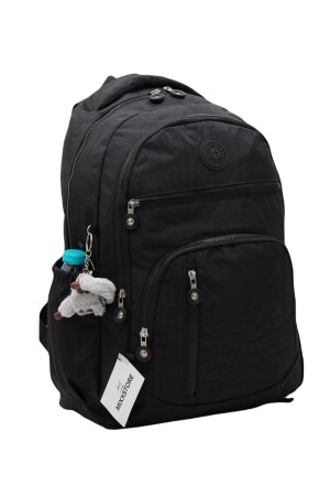 Crinkle-wasserdichter Stoff, schwarze Farbe, großer Unisex-Schulrucksack und Reisetasche // 1700 610001 - Bevitton