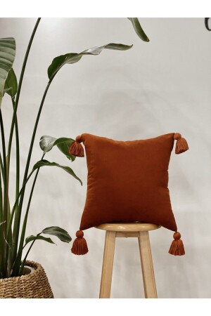 Kırlent Kılıfı Yastık Kılıfı Püsküllü Kiremit 40x40 Cm PUSKULLUKILIF40X40 - Hestia Home