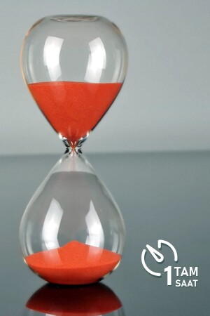 Kırmızı 1 Saat Kum Saati- Sevgililer Günü Için Hediye- Dekoratif Cam Kum Saati Kitaplık Masa Dekoru - 1