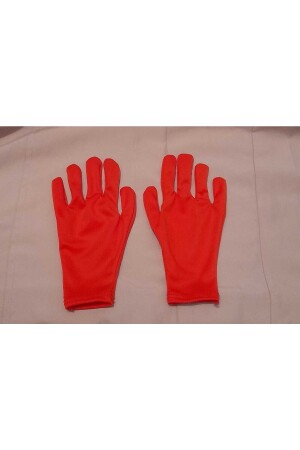 Kırmızı Çocuk Gosteri Eldiveni(BİRİNCİ KALİTE POLYESTER KUMASTAN)4-5-6 Yaş Için Uygundur - Toprak Eldiven
