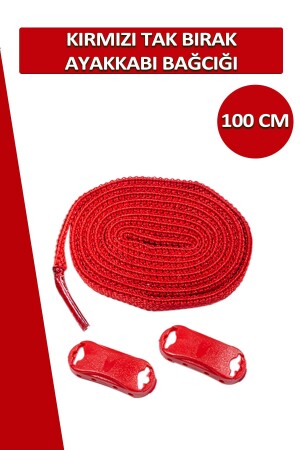 Kırmızı Elastik Akıllı Esnek Bağcık Tak Bırak Ayakkabı Bağcığı 1 Çift 100cm - 1