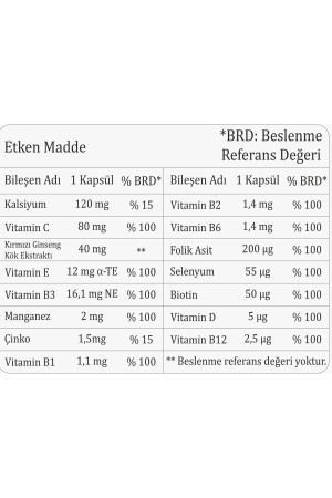 Kırmızı Ginseng Vitamin ve Mineraller Içeren Takviye Edici Gıda 60 Kapsül - 4