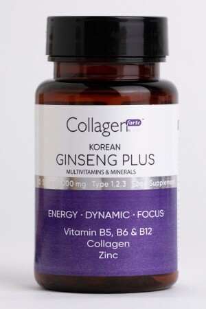 Kırmızı Kore Ginseng Plus- Hidrolize Kolajen- Vitamin B5-b6-b12 & Çinko- Softgel 1000mg - 1