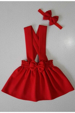 Kırmızı Krep Elbise Bandana - 1