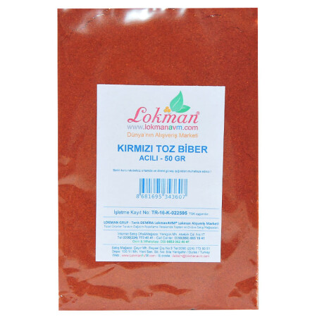 Kırmızı Toz Biber Acılı Renk Biberi 50 Gr Paket - 6