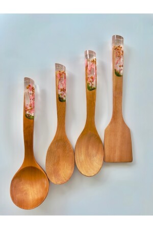 Kirschblüten-Serie, handgefertigtes Bambuslöffel-Set, Holzlöffel, 4er-Set, Löffel, Spatel, Neujahr, CHERRYB001 - 5