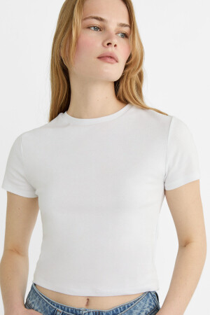 Kısa Kollu Crop T-shirt - 4