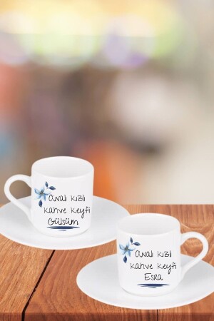 Kişiye Özel Ikili Isim Yazılı Analı Kızlı Kahve Keyfi Baskılı Beyaz Türk Kahvesi Fincanı FEKF1134 - 1