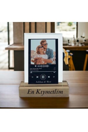 Kişiye Sevgiliye Özel Fotoğraflı- Sözlü ve Barkodlu Spotify Masaüstü Plak - 4