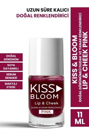 Kiss & Bloom Doğal Görünümlü Dudak ve Yanak Renklendirici Lip & Cheek Pink 11 ml - 1
