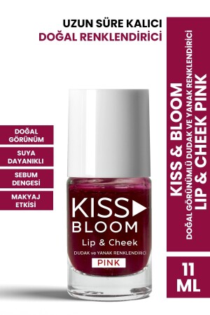 Kiss & Bloom Natürlich aussehender Lippen- und Wangenfarbstoff Lip & Cheek Pink 11 ml - 1