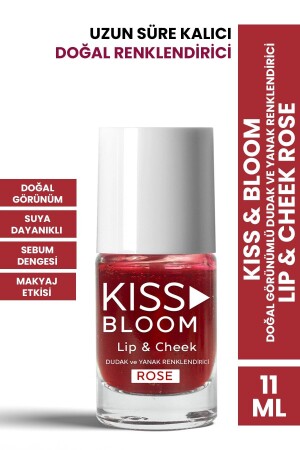 Kiss & Bloom Natürlich aussehender Lippen- und Wangenfarbstoff Lip & Cheek Rose 11 ml - 1