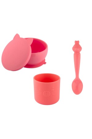 MNZ-Kitten & Bubu & Hamham Set سليكون خالي الصفائح & كوب & ملعقة KITTENBUBUHAMHAM - pandish