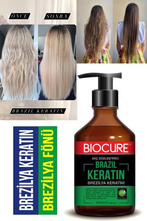 Kıvırcık Dalgalı Ve Hacimli Saçlar Için Saç Düzleştirici Keratin Bakımı Brezilya Fönü 500ml - Biocure
