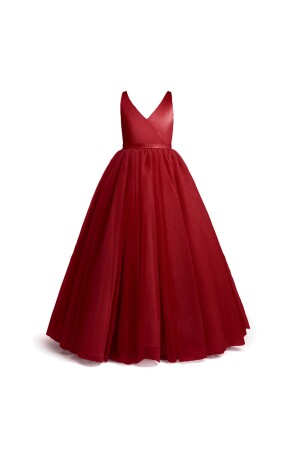 Kız Çocuk Kırmızı Doğum Günü Mezuniyet Parti Elbise NSM100.0G - 1
