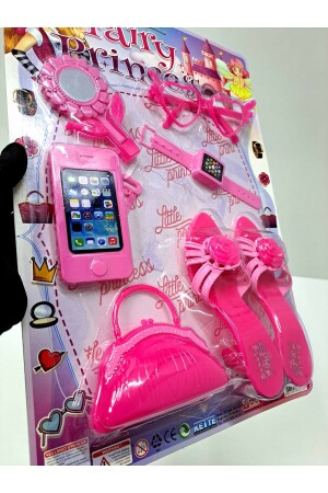 Kız Çocuk Oyuncak Moda Seti Güzellik Seti 7 Parça Terlik 18x5cm Ayna Telefon Evcilik Set 44x31 Cm - 1