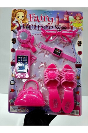 Kız Çocuk Oyuncak Moda Seti Güzellik Seti 7 Parça Terlik 18x5cm Ayna Telefon Evcilik Set 44x31 Cm - 6