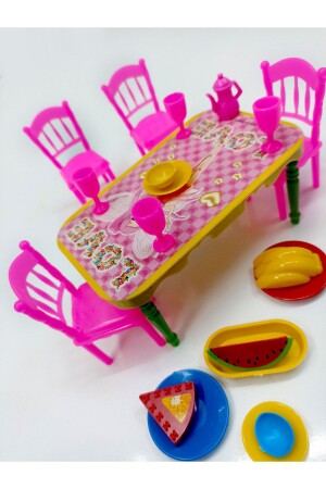 Kız Çocuk Oyuncak Yemek Masası Mutfak Seti Evcilik Oyunları 20 Parça 12X17 CM - 1