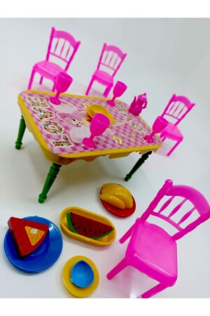 Kız Çocuk Oyuncak Yemek Masası Mutfak Seti Evcilik Oyunları 20 Parça 12X17 CM - 4