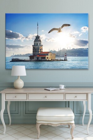 Kız Kulesi Manzara Istanbul Kanvas Tablo (120x80 Cm Ölçü) Dev Boyut HRK0761 - 1