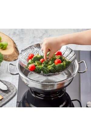 Klappbarer Kochkorb aus Stahl für gedämpftes Gemüse und gekochtes Gemüse df14 - 1