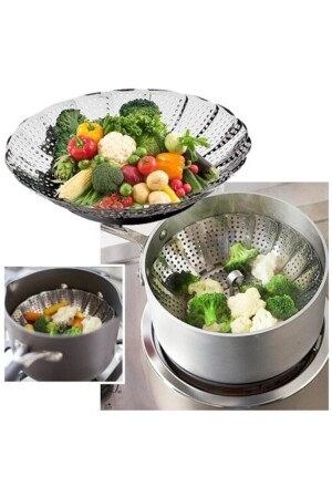 Klappbarer Kochkorb aus Stahl für gedämpftes Gemüse und gekochtes Gemüse df14 - 2