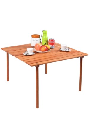 Klappbarer Rolltisch aus Holz für Camping, Outdoor, Garten, Fahrzeug, Auto, mit Tasche, 60 x 57 cm - 1