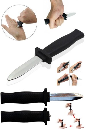 Klasik Cadılar Bayramı Geri Çekilebilir Bıçak Sahte Hile Oyuncak Kaybolan Slayt Siyah Bıçak Sahte - 6