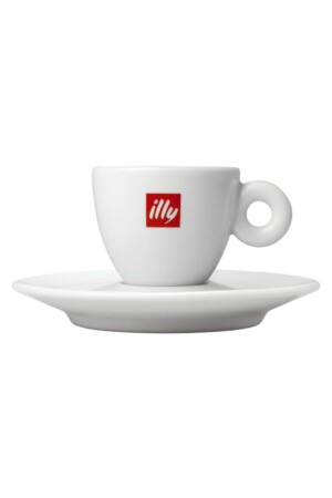 Klassische Espressotasse und Untertasse mit Logo 2F080 - 3