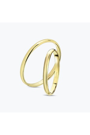 Klassischer gewölbter Unisex-Ehering aus 14 Karat Gold, 2 mm - 1