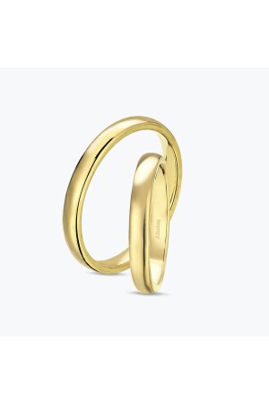 Klassischer gewölbter Unisex-Ehering aus 14 Karat Gold, 3 mm - 1