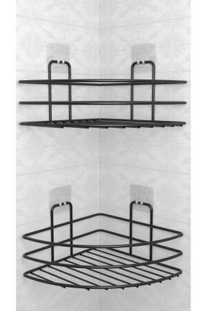 Klebendes 2er-Set Badezimmer-Eckregal, Dusche, Shampoo-Halter, Wand-Organizer, Organizer-Regal - 5