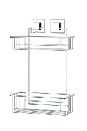 KLEBENDES ZWEISTÜCKIGES BADEZIMMER-DUSCHREGAL, CHROM EF256 - 4