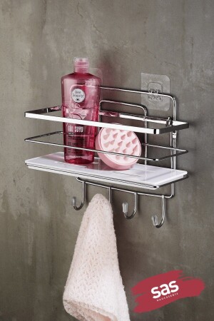 Klebstoff Lifetime Edelstahl verstellbares Regal Badezimmer-Organizer Shampoo-Halter Chrom Weiß Lş-01 PRA-5622041-4245 - 2