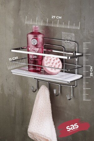 Klebstoff Lifetime Edelstahl verstellbares Regal Badezimmer-Organizer Shampoo-Halter Chrom Weiß Lş-01 PRA-5622041-4245 - 3