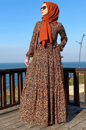 Kleid mit Blattmuster von Güzide Orange - 5