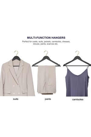 Kleiderbügel für Hemden und Hosen (12 Stück), Goldhaken, Sonderserie, schwarze Farbe, TYC00480806040 - 4