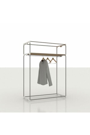 Kleiderschrank aus schwarzem Stoff, Kleiderschrank mit Stahlrohr und Kunststoffböden ET101 - 3