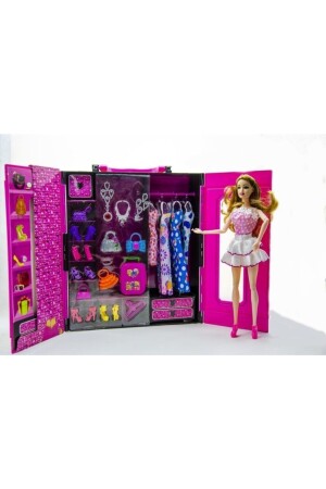 Kleiderschrank mit Spielzeug-Barbie-Puppe 447899720 - 1