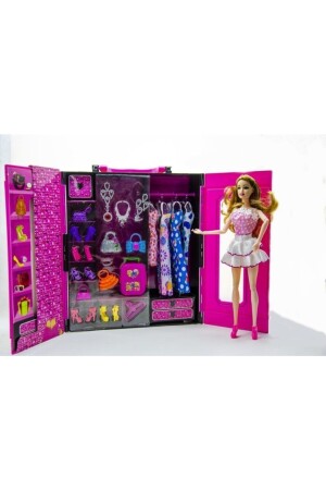 Kleiderschrank mit Spielzeug-Barbie-Puppe - 1