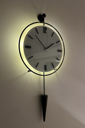 Kleine Masippi-Wanduhr aus schwarzem (weißem Glas), batteriebetriebene LED – dekorative Metallspiegel-Wanduhr - 2