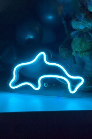 Kleiner, delfinförmiger Neon-LED-Leuchttisch für das Kinderzimmer, 20 x 12 cm, TBM-1331 - 1