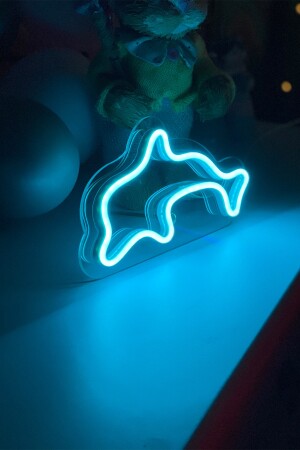 Kleiner, delfinförmiger Neon-LED-Leuchttisch für das Kinderzimmer, 20 x 12 cm, TBM-1331 - 4