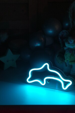 Kleiner, delfinförmiger Neon-LED-Leuchttisch für das Kinderzimmer, 20 x 12 cm, TBM-1331 - 5