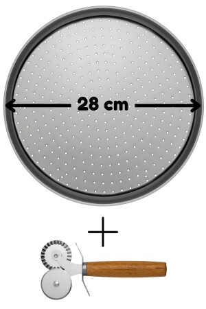 Kleines, perforiertes Pizzablech, Lahmacun-Pita-Tablett, 28 cm, doppelköpfiges Pizza-Roulette - 4