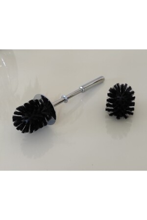 Klozet Fırça Sapı Ve 2 Adet Yedek Fırça Ucu ( Üniversal Tuvalet-wc Fırçası - Krom) model2-pul-2 - Caspian Plus