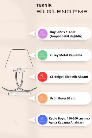 Koch Eskitme Mat Gold Kaplama Metal Abajur - Sarı Kırçıl KOCHABJ02 - 6