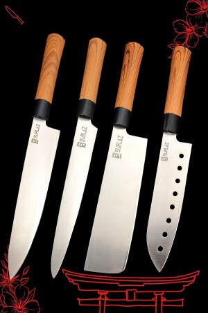 Kochmesser-Set, 4-teilig, japanische Serie, fernöstliche Kochmesser - 2