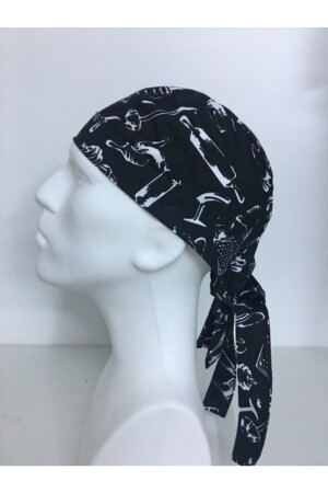 Kochmütze Bandana (schwarzes Küchenmuster) - 2