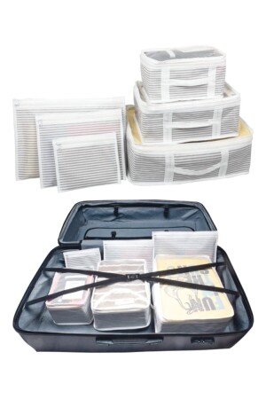 Koffer-Organizer, gestreift, 6er-Set - 1